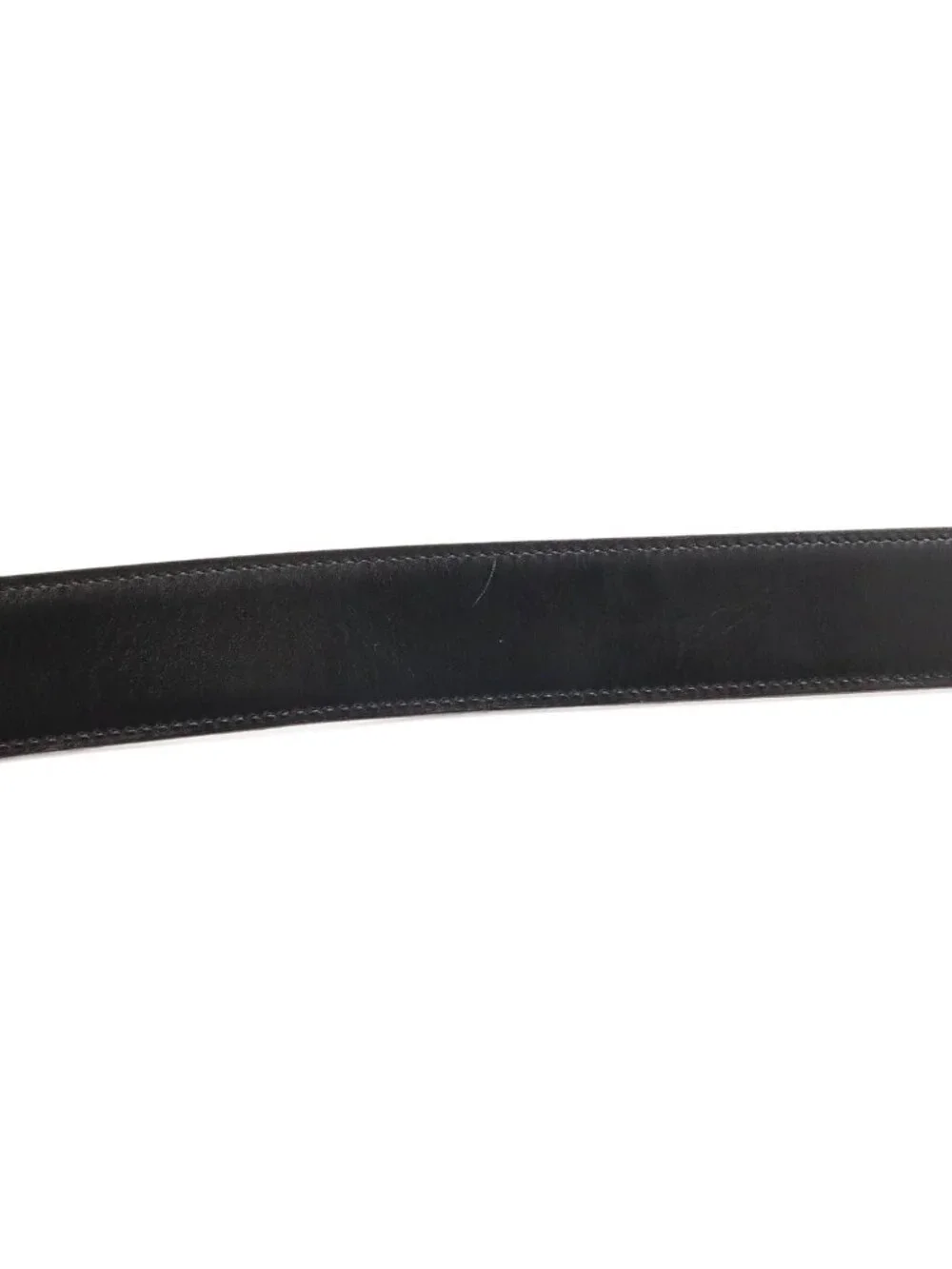 Hermes Evelyne Reversible Belt Logo Perforated Leather Black Silver 90